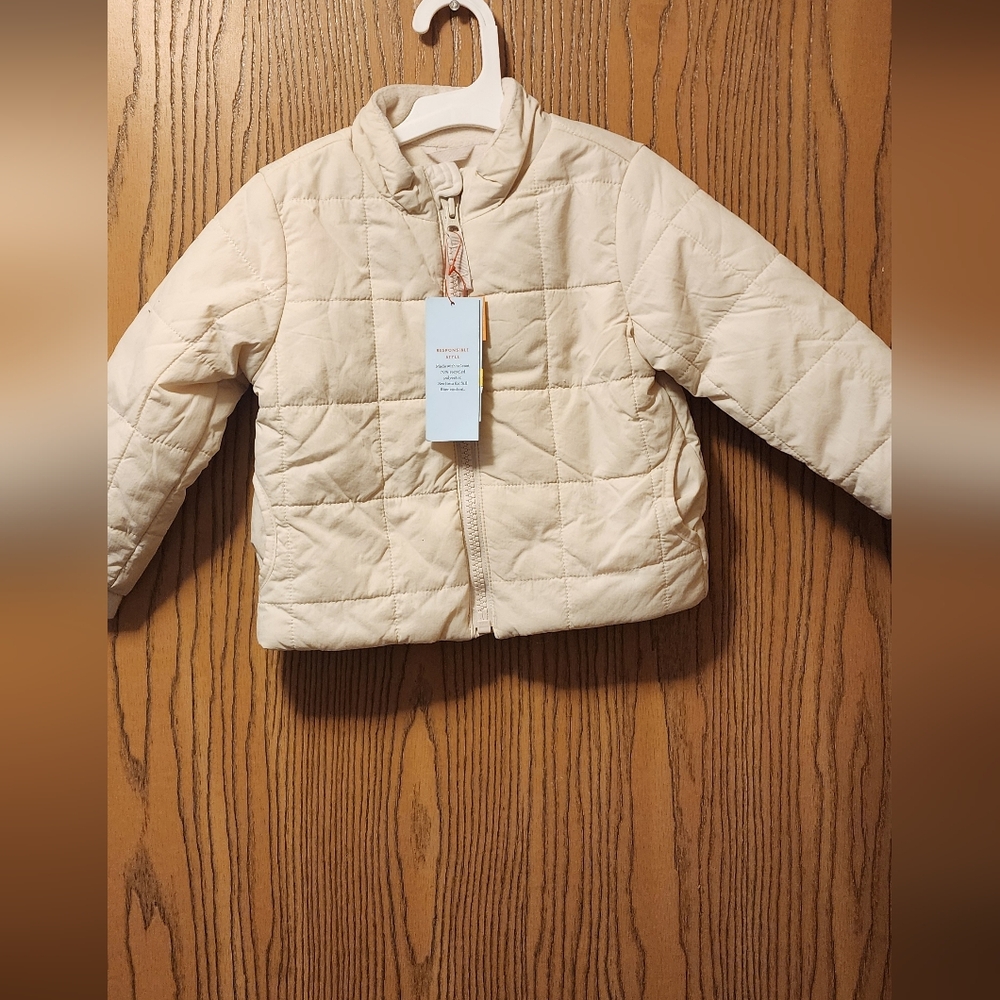 Cat & Jack Cream Quilted Jacket